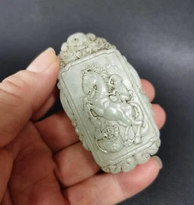 China Exquisite Hetian Jade Nephrite Hand-carved Horse Steed YuPei Pendant - Picture 1 of 6