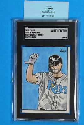 2019 TOPPS AUTIN MEADOWS MATT STEWART ARTITST SKETCH 1/1 SGC AUTHENTIC CARD-135 - Image 1 of 2