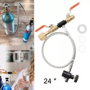 CGA-320 CO2 Cylinder Refill Adapter With Hose For Filling Soda Tank 24" US - Picture 1 of 11