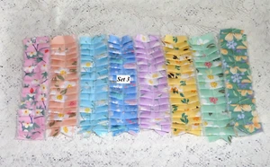 LOT of 8 SEWN Floral Fabric Ruffles For Junk Journals Scrapbook Pockets Tucks - Picture 1 of 1