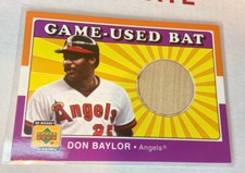 Don Baylor 2001 Upper Deck UD Decade 1970's Game Used Bat Relic Card - Angels