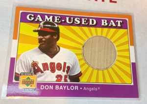Don Baylor 2001 Upper Deck UD Decade 1970's Game Used Bat Relic Card - Angels