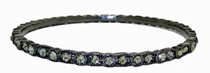 Bangle Bracelet Gun metal MX Signature Collection Crystal Black Round stone New - Picture 1 of 3