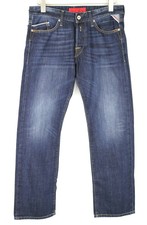 REPLAY Anbass W31/L34 Men Jeans Medium Wash Deep Blue Pure Cotton Slim Fit Denim