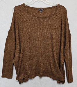 Lane Bryant Cold Shoulder Sweater Sz 18/20 Rust Brown Heathered Comfy - Picture 1 of 8