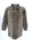 Leopard Faux Fur Coat Jacket Medium Brown Women's 35633