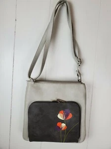 Espe Purse Gray Vegan-Leather Flower Messenger - Picture 1 of 4