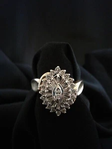 REDUCED!  14K Yellow Gold Marquise,Baguette & Round Diamonds Ring-Size 11.5 - Picture 1 of 5