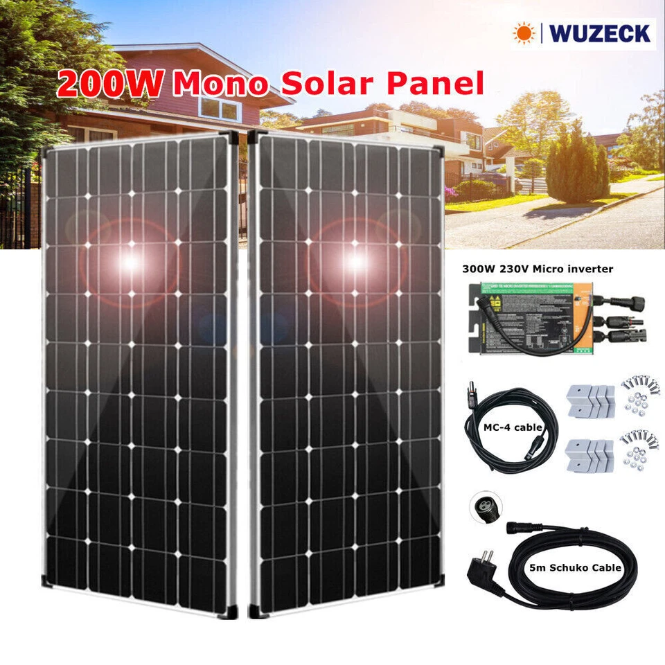 Solarmodul 200W Mono Solarpanel Balkonkraftwerk 230V Wechselrichter 2x100W - Bild 1 von 4