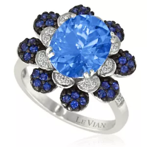 LeVian 14K White Gold H-I SI2 Topaz Diamond 4.43 cts Cocktail Ring Size 6.5 - Picture 1 of 1