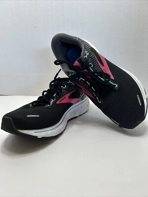 Brooks Women's Size 9.5 Ghost 14 Athletic Lace Up Sneakers Black Fabric w/ Pink - Image 1 of 4
