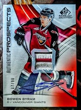 2019-20 Upper Deck CHL SPGU Bowen Byram Patch/Auto 67/90