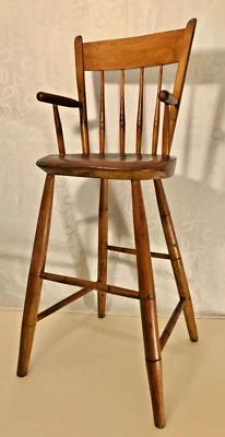 Antique American Maple Windsor Thumb Back Child’s High Chair Ca 1820-1840 - Image 1 of 4