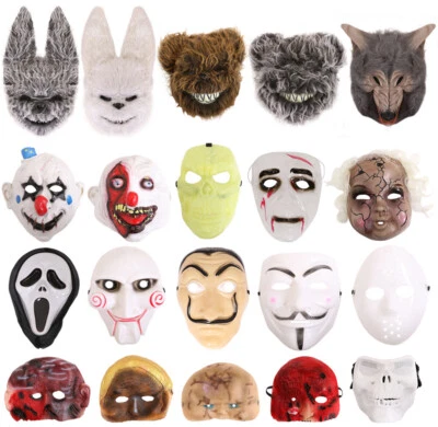 HALLOWEEN MASKS HORROR MOVIES SCARY ADULTS CLOWN KILLER UNISEX FANCY DRESS LOT  - Image 1 of 4