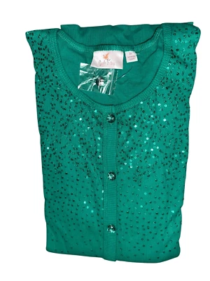 Quacker Factory Womens 3X Mini Sequin 3/4 Sleeve Cardigan & Tank Set Green NWT - Image 1 of 4