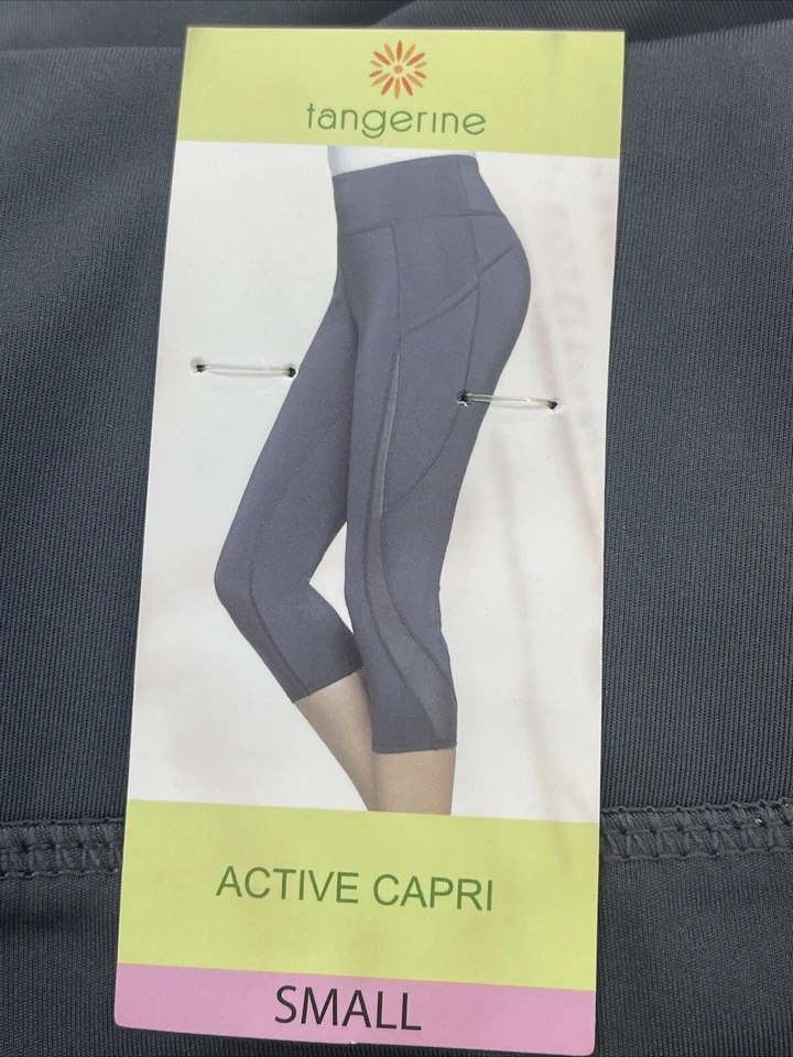 Tangerine Gray Active Capri Leggings Womens Size S 27x19.5 Pockets 71-27113
