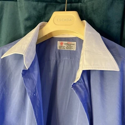 Turnbull & Asser Dress Shirt Sz 17.5 French Cuff England Sea Island Cotton Blue - Image 1 of 4