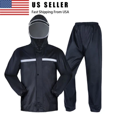 Trajes de lluvia impermeables impermeable resistente pesca equipo de lluvia chaqueta y pantalones hombres Foto 1 de 4