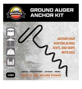 RHINO OUTDOORS Auger Stakes Heavy Duty Tent Stakes for Blinds and Tarps 4-Pack - Picture 1 of 2