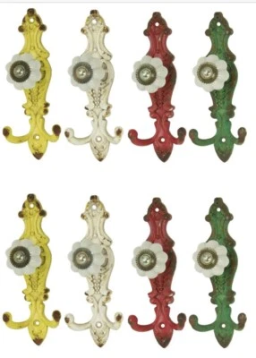 Juego de 8: Ganchos de pomo de puerta estilo vintage de metal fundido para abrigo sombrero monedero bolsas Foto 1 de 2