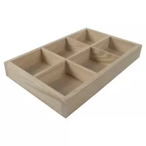 Flache Holz Deko Display Schmuck Sortieren 6 Fächer Aufbewahrungsbox - Bild 1 von 8