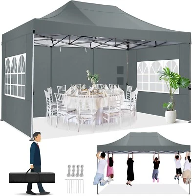 COBIZI Faltpavillon 3x4,5m Wasserdicht Pavillon Gartenzelt mit 4 Seitenwand Grau