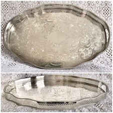 VINTAGE Allander Sheffield Silver Plated Gallery Tea Drinks Serving Butlers Tray