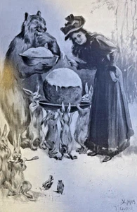 1894 Vintage Illustration F. S. Kirche kalte Sauce mit Weihnachtspudding - Bild 1 von 2