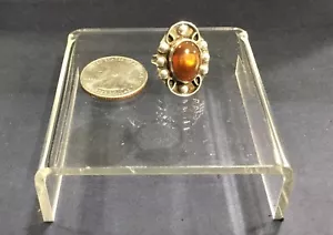 Sterling Silver and Fire Agate Gem ring Size 5.75 - Picture 1 of 5