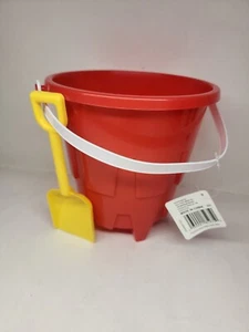 Beach Bucket Round Pail/Shovel, 8in Red - Picture 1 of 2