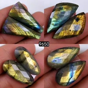 4 pares de piedras preciosas de cabujón de labradorita natural de 148 quilates 32x12 22x10 mm #R-9650 - Imagen 1 de 4
