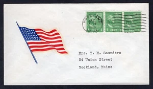 USA Rockland Maine WW2 1945 Patriotic Cover. Flag Cachet. Prexies - Picture 1 of 2