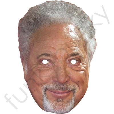 FUNKYBUNKY Tom Jones Modern Welsh Celebrity Card Face Mask - Ready To Wear - Fancy Dress