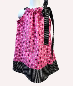 Pink flower pillowcase girls dress, Dark pink dress, Floral pillowcase dress, Gi - Picture 1 of 3