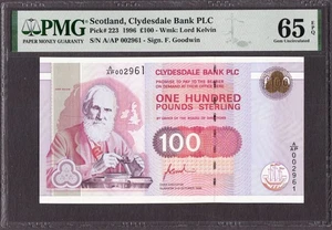 Scotland Clydesdale Bank 100 Pounds 1996 A/AP 002961 Pick-223 GEM UNC PMG 65 EPQ - Bild 1 von 2