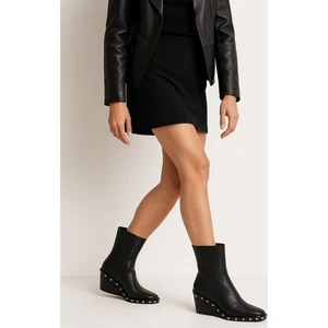 Rag & Bone santiago mid boots Womens black Lizard-embossed calf Size EU 40/US9.5 - Picture 1 of 17