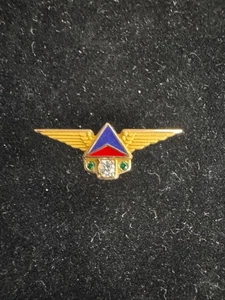 Rare DELTA AIR LINES Service Award Lapel Pin In 10k Gold w/Diamond & Emerald - Picture 1 of 2