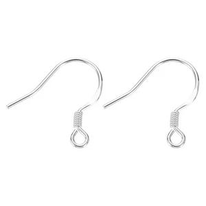 2 Stück Ohrhaken mit flachem Buchstaben (Draht Stärke 0,7 mm/21), Silber - Bild 1 von 6