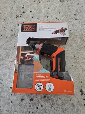 Black & Decker BDCS40BI 4V MAX Cordless Screwdriver w/ Picture-Hanging Kit New - Image 1 of 4