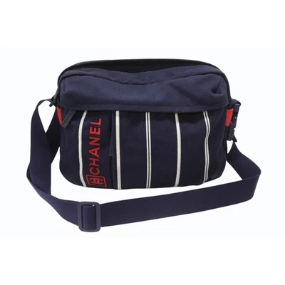 Bolso de Hombro CHANEL Sports Line Marca Coco Bordado Nº Excelle de 12 lona azul marino Foto 1 de 4