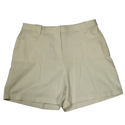 Karen Scott Sport Stretch-Cotton Flat Front High Rise Shorts White 18 (35x6) - Image 1 of 4