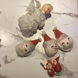 Lote Vintage Japón Chenille Angel + Papá Noel Cabezas y Elfos Años 50 Años 70 Navidad - Imagen 1 de 24