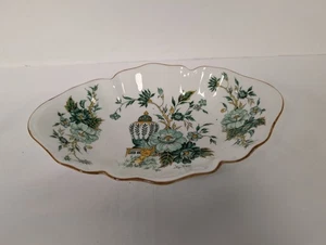 Crown Staffordshire Kowloon White Green Trinket Tray Dish - Picture 1 of 7
