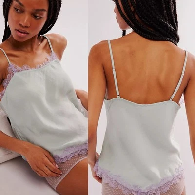 Cami Free People Intimately Sunset Lover en Sea Mist XS ribete de encaje Foto 1 de 4