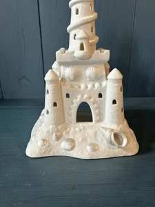 Vintage PARTYLITE Candle Holder Sand Castle Bisque White Tealight Beach Decor - Picture 1 of 9