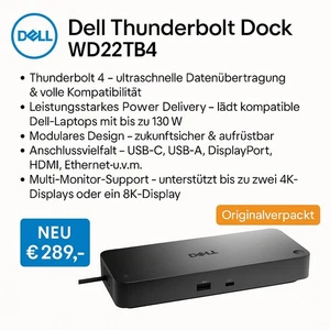 Dell SD25TB4 Thunderbolt 180W Dockingstation - Schwarz Neu in OVP - Bild 1 von 2