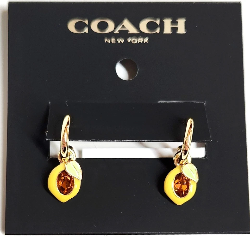 Pendientes Huggie Coach Cristal Limón Oro Amarillo Multichapado Latón CT087 NUEVOS CON ETIQUETAS Foto 1 de 4