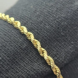 14K Yellow Gold Solid Rope Chain Bracelet Diamond Cut Sparkle! Size 8" 3.1 Gram - Picture 1 of 11