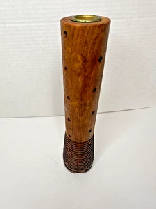 Antique Wooden Textile Spool Bobbin w/ Brass Insert Industrial Rustic Decor - Picture 1 of 7