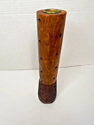 Antique Wooden Spool Bobbin with Brass Insert for Industrial Rustic Decor - Image 1 of 4